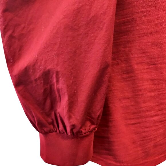 Nation LTD Womens Size M Red Tori Asymmetric Neck Combo Puff Sleeve Cotton Top - Picture 6 of 10